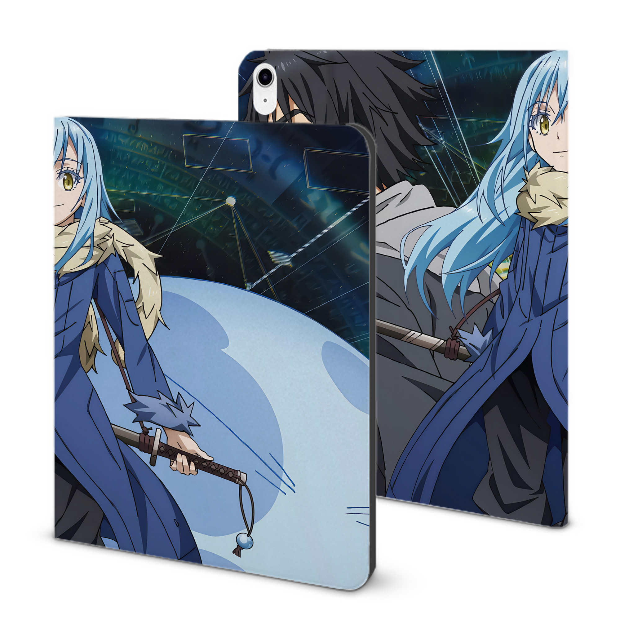 （画像用） 転スラ Regarding Reincarnated to Slime IPad ケース ブック型 PUレザー TPU 耐衝撃 軽量 薄型 ペン収納なし 全面保護 IPad 各モデル対応